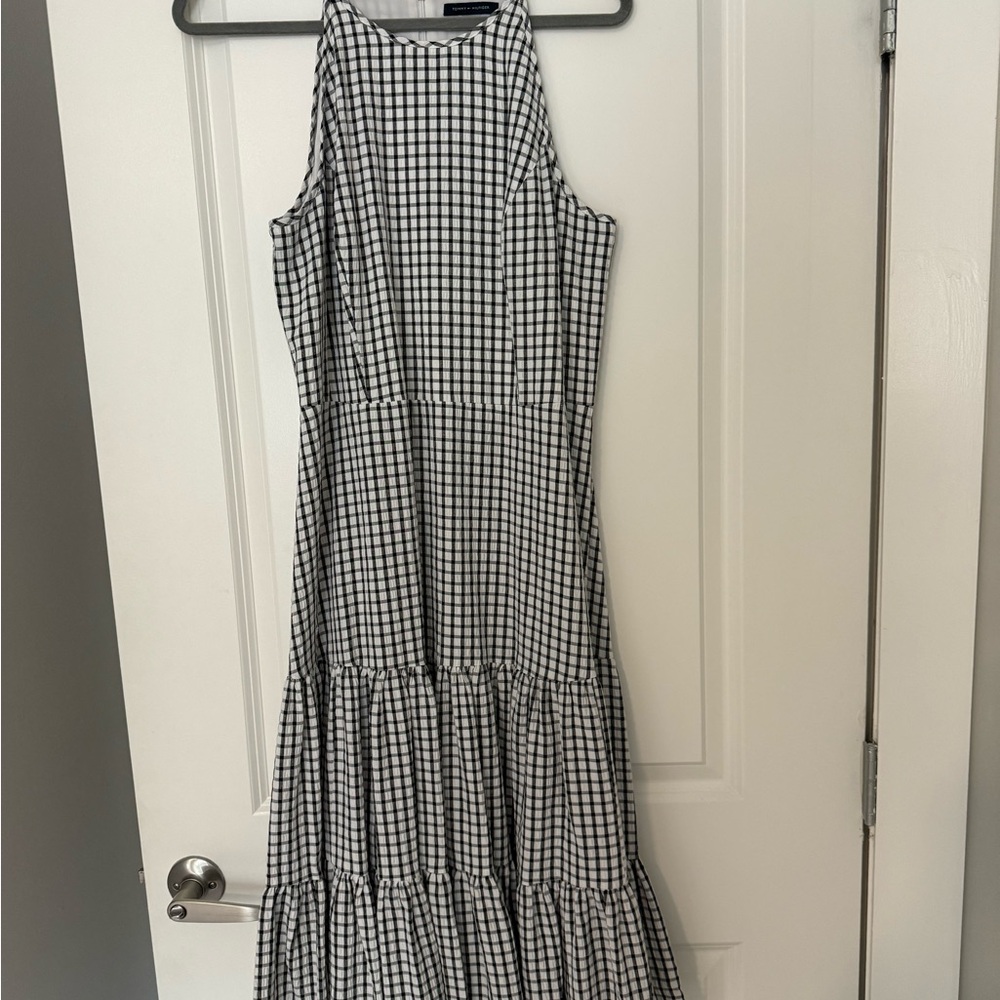Tommy Hilfiger Checkered Maxi Dress in Black and White
